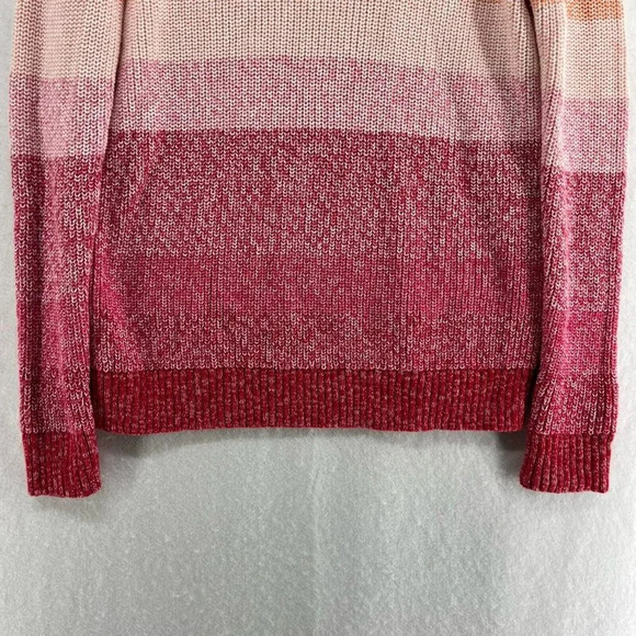 Talbots Sweater Womens Sz P Red Orange Colorblock Striped Pima Cotton Ultra Soft - Picture 7 of 12